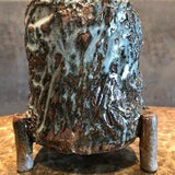 Dark Brown W/ Blue Glazes Ceramic  Vase For  Orchid and Flowers