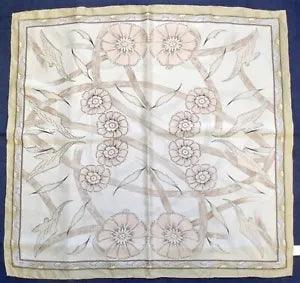 Fashion CARNATION Floral ARTS & CRAFTS Pink Beige PASTEL Crepe Silk 32" Scarf