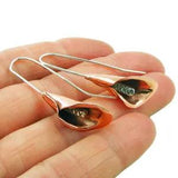 Calla Lily 925 Silver and Copper Flower Designer Drop Earrings Gift Boxed