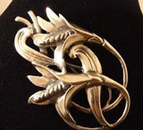 Beautiful Sterling Pin of Lily??s & Leafs in a Swirling Design (243a)