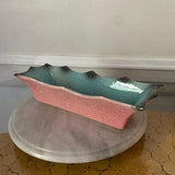 Vintage Long Pink & Green Pottery Dish