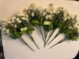Lot of 6 White Carnation 13 inch buSh Bloom Silk Fake Flower 1 in blooms