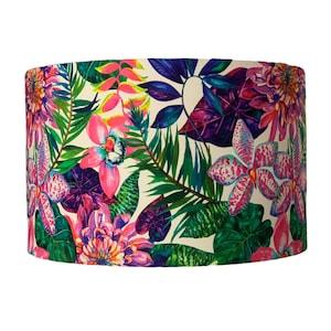 Vibrant Orchid Lampshade, Leaf Print, Plant, Botanical, Tropical, Jungle, Pink, Purple, Green, Yellow, Flowers, Lamp Shade, Gift, Home Decor