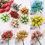Home Artificial Rose Flower Fake Silk Peony Small Bunch DIY Wedding Home Bouquet