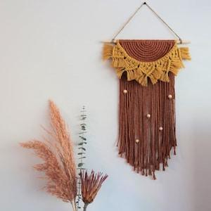 Macrame Wall Hanging / Sunflower / Boho Home Decor / Bohemian Style / Nursery / Mustard Yellow / Terracotta Copper - The MADEIRA