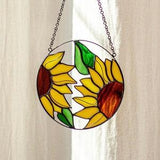 Sunflower Flower Suncatcher. Stained glass Home Decor Panel Pendant Garden Window Wall Hangings. Grandma Ukraine gift shops, Mothers gift