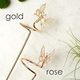 Fluttering butterflies plant stake/support choose rose gold or gold -beauty in motion- for indoor plants