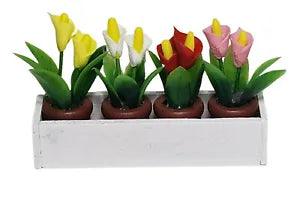 Miniature Dollhouse White Flower Box With Flowers Lilies 1:12 Scale New