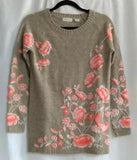 Anthropologie Sleep On Snow S Floral Bird Embroidered Ranunculus Tunic Sweater