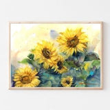 Sunflowers Watercolor Painting Fine Art Print, Floral Wall Art From Original Flowers Painting, Botanical Fine Art Print, Living Room Decor