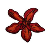 ID 6697 Red Exotic Flower Patch Lily Blossom Plant Embroidered Iron On Applique