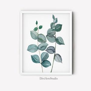 Bathroom wall art, Eucalyptus Art print, Botanical Leaf Art, Eucalyptus Print, Botanical Wall Art, Botanical Art Print, Eucalyptus Wall Art