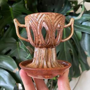 Micro Mini Orchid Planter Pedestal Trophy Pot with Holes and Optional Saucer