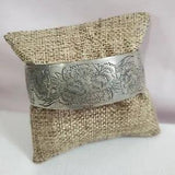 Vintage Kirk Pewter Carnation Flower Cuff Bracelet