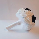 Black And White Bridal Bouquet, Bridesmaid Bouquet, Toss Bouquet, Matching Boutonnieres And corsages, Custom Colors Available,Winter Bouquet