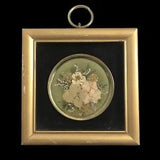 Vintage Miniature Framed Picture Dried Flowers Japan 4.25" sq. Black Gold