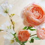 Peach Ranunculus (FB0003-03) | silk flower ¡§C peach bride crown ¡§C peach headpiece ¡§C wedding decor ¡§C peach flower arrangement ¡§C home decor