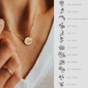 Two Hole Flower Necklace Birth Month Flowers Pendant Gold Silver Color Necklaces