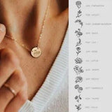 Two Hole Flower Necklace Birth Month Flowers Pendant Gold Silver Color Necklaces
