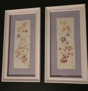97 Vintage Wall Art Framed Pressed Dried Madagascar Flowers Handmade Signed 13x7