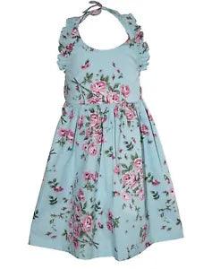 Blueberi Boulevard. Baby Girl Peony Print Halter Sundress 18M