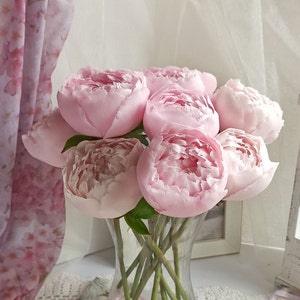 Peonies. Bouquet of peony. Real touch flowers. Spring bouquet. Pink peonies. Interior bouquet with artificial flowers. Flowers in a gift.