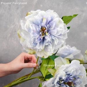 5 Huge Heads Peony Bouquet | High Quality Artificial Flower | DIY Floral | Wedding/Home Decoration | Gifts - Light Violet Blue
