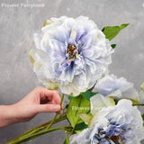 5 Huge Heads Peony Bouquet | High Quality Artificial Flower | DIY Floral | Wedding/Home Decoration | Gifts - Light Violet Blue