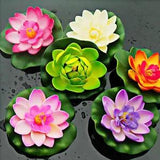 10/18cm Artificial Lotus Water Lily Floating Flower Pool Pond Fake Plant Decor