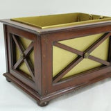 Wood and Metal Planter, Mahogany Style Planter, Library Cache Planter, Wood Orchid Holder, Elegant Planter Cond Issue Free USA Ship
