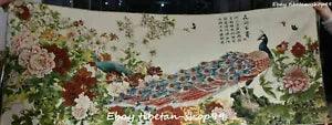 160CM silk fabric tree peony flower peacock peacock thangka tangka mural