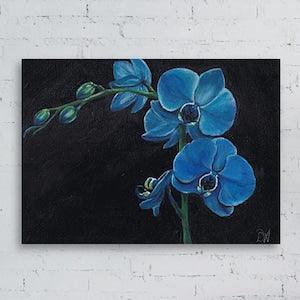 Blue Orchid Oil Painting on Canvas | Impressionism Blue Orchid Oil Painting | Fine Art | Home & Office Wall Decor | Wall Hanging | Painting