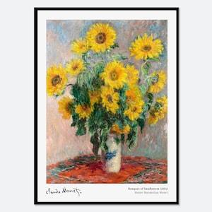 Claude Monet Bouquet of Sunflowers 1881 Vintage Exhibition Poster Art Print | Claude Monet Print, Vintage Monet Poster, Monet Painting #N21