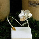 Real Orchid plant jewel orchid Bracelet with Rose leaf casting in sterling silver 925