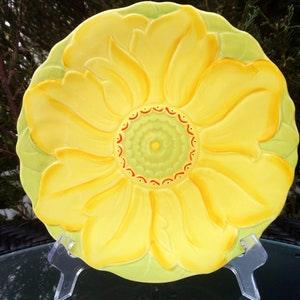H.J. Wood's LTD. Burslem England Dated 1948+, Yellow Floral Plate, Green Red Decoration, Scalloped, Embossed Floral Decor, Vintage China