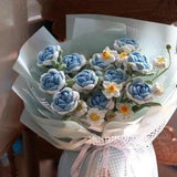 Crochet flower bouquet, Hand Made Artificial Flowers, Tulip Bouquet, Knitted Rose Bouquets,Gypsophila Paniculata,Mother's Day gift