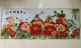 160cm Collectible China Decor Silk Inwrought painting Blooming peony flower ??????????