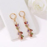 Multicolor Zircon Dangle Earrings 18K Gold Plated AAA+ Zircon