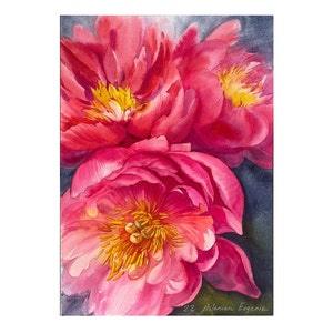 Peony watercolor painting flower painting original watercolor
