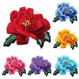 Peony Flower Sew Iron On Patches Embroidered Badges Clothes Appliques Decoration