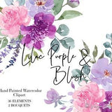 Lilac Pink Purple Watercolor Floral Clipart Peonies Clipart Flowers Clip Art Peony Bouquets Wedding Clipart Bridal Invitation Commercial Use