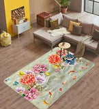 3D Color Peony Flower Goldfish NAO1112 Game Rug Mat Elegant Photo Carpet Mat Fay