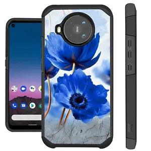FUSION Case For Nokia X100 Hybrid Phone Cover PEONY FLOWER BLUE