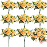 8 Packs Artificial Flowers Faux Flowers Silk Hydrangea Bouquet Peony Yellow