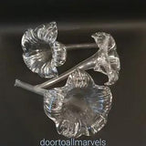 3 Blown Clear Glass Epergne Horns Lily Flower for Epergne or Metal Stand