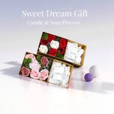 Red Soap Flowers and Candle Gift Set/  Home Decor/ Flower arrangement