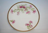 Limoges France Hand Painted Art Pottery Porcelain Plate Pink Carnations 9-3/8"
