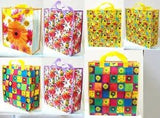 2 pcs Reusable Large Shopping/Gift Bag Grocery Tote 18" Flower Birthday Design