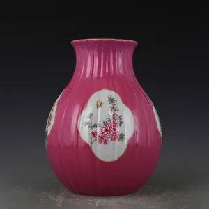11" Chinese Porcelain qing dynasty yongzheng mark famille rose peony flower Vase