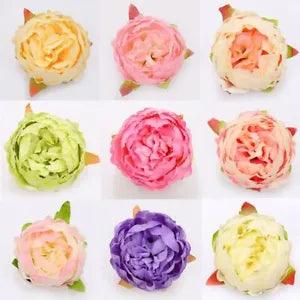 Silk Peony Flowers Artificial Flower Head DIY Wedding Decor Craft Material 10Pcs
